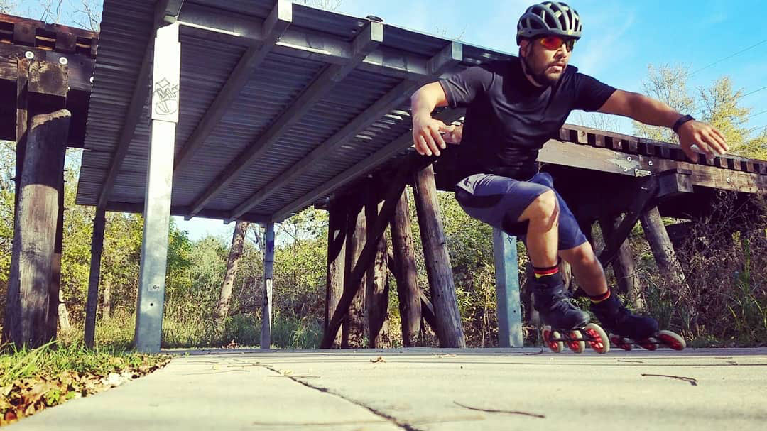 Eric Cruz skating on the Walnut Creek Trail